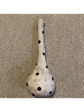 Vtg Studio B Ceramic Vase White And Black Polka Dot Design MCM Style